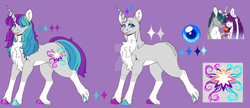 Size: 1280x554 | Tagged: safe, artist:malinraf1615, imported from derpibooru, stygian, oc, oc:emlie, oc:glow, pony, unicorn, canon x oc, coat markings, deviantart watermark, female, hooves, horn, male, mare, multicolored hooves, nuzzling, obtrusive watermark, offspring, parent:oc:glow, parent:stygian, parents:canon x oc, purple background, reference sheet, shipping, simple background, socks (coat markings), stallion, straight, tongue out, unicorn oc, unshorn fetlocks, watermark