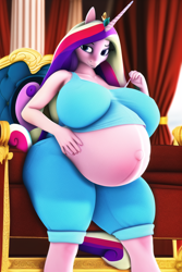 Size: 512x768 | Tagged: safe, editor:rainbowkiller01, imported from derpibooru, princess cadance, anthro, ai content, ai generated, female, pregdance, pregnant, solo