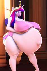 Size: 512x768 | Tagged: safe, editor:rainbowkiller01, imported from derpibooru, princess cadance, anthro, ai content, ai generated, female, hyper, hyper belly, hyper pregnancy, impossibly large belly, pregdance, pregnant, solo