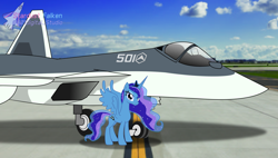 Size: 4000x2274 | Tagged: safe, artist:rarity3257, imported from derpibooru, part of a set, oc, oc:moonlight felon, alicorn, pony, ace combat, alicorn oc, base used, crown, female, fighter pilot, fighter plane, high res, horn, jet, jet fighter, jewelry, mare, military, military aviation, original character do not steal, photo, plane, real life background, recolor, regalia, solo, stealth fighter, su-57, su-57 felon, sukhoi, wings