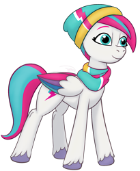 Size: 1619x1977 | Tagged: safe, artist:soctavia, imported from derpibooru, zipp storm, pegasus, pony, spoiler:g5, spoiler:my little pony: tell your tale, spoiler:tyts01e37, clothes, cute, female, g5, hat, mare, my little pony: tell your tale, scarf, simple background, smiling, snow pun intended, solo, transparent background