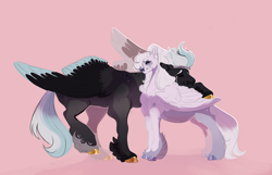 Size: 11277x7243 | Tagged: safe, artist:glorymoon, imported from derpibooru, dusk drift, thunderclap, pegasus, pony, duo, female, male, pregnant, shipping, straight