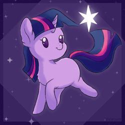 Size: 500x500 | Tagged: safe, artist:maravor, imported from derpibooru, twilight sparkle, pony, unicorn, chest fluff, female, mare, smiling, solo, stars, unicorn twilight