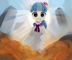 Size: 1917x1613 | Tagged: safe, artist:some_ponu, imported from derpibooru, coco pommel, earth pony, pony, female, mare, meme, mercy, mercy offers a hand, overwatch, parody, ponified, ponified meme, smiling, solo, sunlight