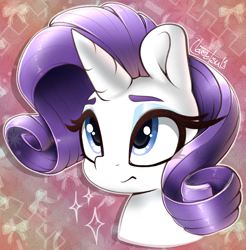 Size: 720x731 | Tagged: safe, artist:llametsul, imported from derpibooru, rarity, pony, unicorn, bust, colored, cute, female, mare, solo