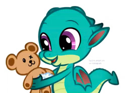 Size: 828x612 | Tagged: safe, imported from derpibooru, dragon, baby, baby dragon, g4, g5, g5 to g4, generation leap, plushie, simple background, solo, sparky sparkeroni, teddy bear, white background