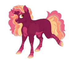 Size: 2900x2300 | Tagged: safe, artist:gigason, imported from derpibooru, oc, oc:berry surprise, pony, unicorn, curved horn, female, horn, mare, offscreen character, offspring, parent:pinkie pie, parent:unknown, simple background, solo, transparent background, unicorn oc