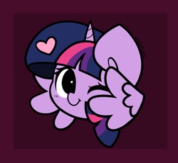 Size: 1398x1288 | Tagged: safe, artist:kittyrosie, imported from derpibooru, twilight sparkle, alicorn, pony, cute, female, floating heart, heart, looking at you, mare, one eye closed, simple background, smiling, smiling at you, solo, twiabetes, twilight sparkle (alicorn), wink, winking at you