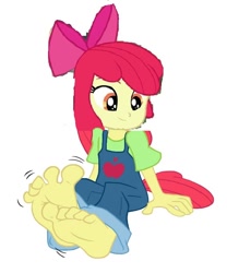 Size: 666x800 | Tagged: safe, edit, edited screencap, imported from derpibooru, screencap, apple bloom, human, equestria girls, barefoot, feet, fetish, foot fetish, foot focus, simple background, solo, white background