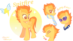 Size: 3200x1800 | Tagged: source needed, safe, artist:starfallmoonlight, imported from derpibooru, spitfire, pegasus, pony, clothes, cute, cutefire, female, mare, scarf, simple background, sunglasses, uniform, white background, wonderbolts dress uniform
