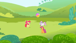 Size: 1920x1080 | Tagged: safe, imported from derpibooru, screencap, apple bloom, scootaloo, sweetie belle, earth pony, pegasus, pony, unicorn, lesson zero, season 2, :p, adorabloom, animated, apple bloom's bow, ball, blank flank, bow, butt, cute, cutealoo, cutie mark crusaders, derp, diasweetes, female, filly, foal, hair bow, horn, jumping, laughing, playing, plot, sound, spread wings, tongue out, webm, wings