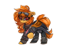 Size: 4096x3294 | Tagged: safe, artist:jfrxd, imported from derpibooru, oc, oc only, oc:pumpkin spice, bat pony, pony, derpibooru community collaboration, fallout equestria, 2023 community collab, bat pony oc, clothes, ear fluff, ear piercing, earring, female, goggles, jewelry, piercing, pipbuck, simple background, solo, transparent background