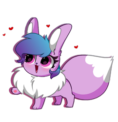 Size: 1040x1075 | Tagged: safe, artist:kittyrosie, edit, imported from derpibooru, izzy moonbow, eevee, cute, daaaaaaaaaaaw, floating heart, g5, heart, izzybetes, open mouth, open smile, pokefied, pokémon, raised hoof, simple background, smiling, solo, species swap, transparent background