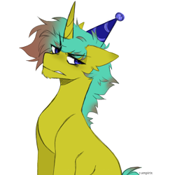 Size: 1000x1000 | Tagged: safe, artist:vampirix, imported from derpibooru, oc, oc only, oc:baneblackraven, unicorn, birthday, horn, male, no source available, simple background, solo, stallion, transparent background, unicorn oc