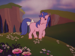Size: 960x720 | Tagged: safe, imported from derpibooru, screencap, pony, unicorn, my little pony 'n friends, the golden horseshoes, bow, female, g1, mare, solo, tail, tail bow, unnamed character, unnamed pony