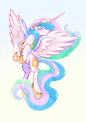 Size: 752x1062 | Tagged: artist needed, safe, imported from derpibooru, princess celestia, alicorn, pony, crown, jewelry, looking sideways, raised hoof, regalia, simple background, solo, tail, tail between legs, white background