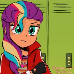 Size: 4096x4096 | Tagged: safe, artist:glim_gg, imported from derpibooru, sunny starscout, human, equestria girls, equestria girls-ified, female, g5, i can't believe it's not idw, lockers, solo