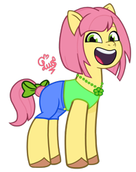 Size: 1875x2372 | Tagged: safe, artist:flutteryaylove, imported from derpibooru, earth pony, pony, spoiler:g5, spoiler:my little pony: tell your tale, spoiler:tyts01e41, a day in the life, alternate hairstyle, drawing, female, g5, looking at you, mare, my little pony: tell your tale, open mouth, open smile, posey bloom, simple background, smiling, solo, transparent background