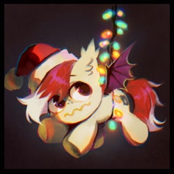 Size: 2000x2000 | Tagged: safe, artist:dearmary, imported from derpibooru, oc, oc only, bat pony, pony, bat pony oc, commission, solo, string lights, ych result