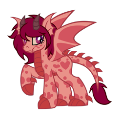 Size: 2045x2045 | Tagged: safe, artist:mxmx fw, imported from derpibooru, oc, oc only, oc:flare blaze, dracony, dragon, hybrid, pony, claws, dracony oc, female, horns, hybrid oc, looking at you, ponysona, simple background, solo, transparent background, wings