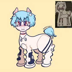 Size: 3500x3500 | Tagged: safe, artist:puppetizer, imported from derpibooru, screencap, earth pony, pony, scare master, anime, bodysuit, clothes, looking at you, neon genesis evangelion, plugsuit, ponified, rei ayanami, screencap reference, signature, solo, squiggly