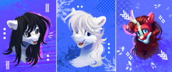 Size: 2952x1236 | Tagged: safe, artist:teaflower300, imported from derpibooru, oc, oc only, kirin, pony, kirin oc, trio