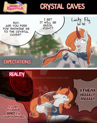 Size: 1024x1301 | Tagged: safe, artist:redheadfly, imported from derpibooru, oc, oc only, alicorn, pony, 2 panel comic, alicorn oc, comic, dialogue, expectation vs reality, female, horn, legends of equestria, mare, solo, wings