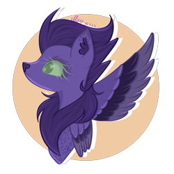 Size: 1901x1901 | Tagged: safe, artist:thecommandermiky, imported from derpibooru, oc, oc only, unnamed oc, cheetah, hybrid, pegasus, pony, chest fluff, ear fluff, female, hybrid oc, mare, pegasus oc, purple hair, signature, simple background, solo, spread wings, transparent background, wings