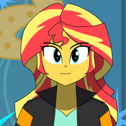 Size: 3840x3840 | Tagged: safe, alternate version, artist:altynp, imported from derpibooru, part of a set, sunset shimmer, human, equestria girls, friendship games, bust, eye clipping through hair, eyebrows, eyebrows visible through hair, female, high res, portrait, smiling, solo