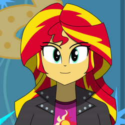 Size: 3840x3840 | Tagged: safe, alternate version, artist:altynp, imported from derpibooru, part of a set, sunset shimmer, human, equestria girls, rainbow rocks, bust, eye clipping through hair, eyebrows, eyebrows visible through hair, female, high res, portrait, smiling, solo