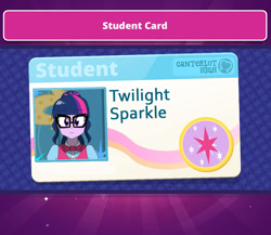 Size: 1124x976 | Tagged: safe, artist:altynp, imported from derpibooru, part of a set, sci-twi, twilight sparkle, human, equestria girls, female, glasses, id card, smiling