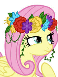 Size: 1768x2357 | Tagged: safe, artist:sjart117, imported from derpibooru, fluttershy, pegasus, pony, cute, daaaaaaaaaaaw, female, floral head wreath, flower, flower in hair, high res, hippie, hippieshy, mare, raised hoof, shyabetes, simple background, smiling, solo, transparent background, vine