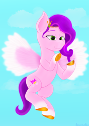 Size: 2480x3508 | Tagged: safe, alternate version, artist:samenandsam, imported from derpibooru, pipp petals, pegasus, pony, adorapipp, cellphone, colored hooves, cute, female, g5, high res, jewelry, looking at you, mare, my little pony: a new generation, phone, simple background, smartphone, smiling, smiling at you, solo, tiara, wings