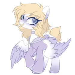 Size: 1000x1000 | Tagged: safe, artist:vampirix, imported from derpibooru, oc, oc only, oc:evalynnblackraven, pegasus, clothes, female, mare, no source available, pegasus oc, simple background, solo, sweater, white background