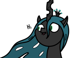 Size: 2048x1605 | Tagged: safe, artist:ewoudcponies, imported from derpibooru, queen chrysalis, changeling, changeling queen, female, hi, open mouth, open smile, simple background, smiling, solo, white background