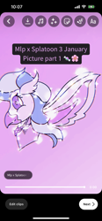 Size: 1170x2532 | Tagged: safe, artist:enperry88, imported from derpibooru, silverstream, classical hippogriff, hippogriff, series:mlp x splatoon 3, bust, clothes, collaboration, crossover, cute, cute smile, jewelry, necklace, pink background, shirt, simple background, smiling, spread wings, wings
