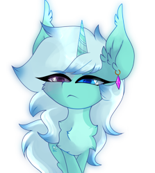 Size: 2677x3000 | Tagged: safe, artist:minty--fresh, imported from derpibooru, oc, oc only, unicorn, heterochromia, horn, pfp, simple background, solo, transparent background, unicorn oc