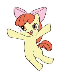 Size: 390x470 | Tagged: safe, artist:unagipai_, imported from derpibooru, apple bloom, earth pony, pony, apple bloom's bow, bow, female, filly, foal, hair bow, simple background, solo, white background