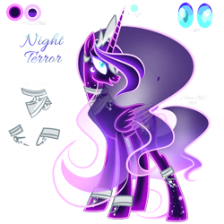 Size: 2048x2048 | Tagged: safe, artist:harmonyvitality-yt, imported from derpibooru, oc, oc only, oc:night terror, alicorn, pony, alicorn oc, base used, choker, ethereal mane, female, horn, jewelry, mare, offspring, parent:king sombra, parent:princess luna, parents:lumbra, simple background, tiara, transparent background, wings