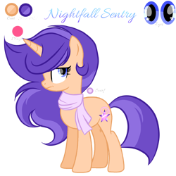 Size: 2048x2048 | Tagged: safe, artist:harmonyvitality-yt, imported from derpibooru, oc, oc only, oc:nightfall sentry, pony, unicorn, base used, clothes, eyelashes, female, frown, horn, mare, offspring, parent:flash sentry, parent:twilight sparkle, parents:flashlight, scarf, simple background, solo, transparent background, unicorn oc