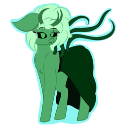 Size: 695x710 | Tagged: safe, alternate version, artist:brybrychan, imported from derpibooru, oc, oc only, monster pony, pony, black sclera, chest fluff, clothes, eyelashes, female, horns, mare, simple background, skirt, solo, tentacles, transparent background