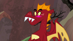Size: 1280x720 | Tagged: safe, edit, edited screencap, imported from derpibooru, screencap, garble, dragon, sweet and smoky, blushing, male, solo, surprised, teenaged dragon