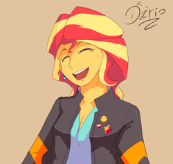 Size: 2636x2494 | Tagged: safe, artist:dariosparks, imported from derpibooru, sunset shimmer, human, equestria girls, simple background, solo, tan background