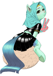 Size: 1093x1548 | Tagged: safe, artist:tehwatever, imported from derpibooru, oc, oc only, earth pony, derpibooru community collaboration, 2023 community collab, clothes, hand, headscarf, hijab, looking at you, sailor uniform, scarf, simple background, solo, transparent background, uniform