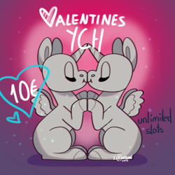 Size: 2000x2000 | Tagged: safe, artist:lionbun, imported from derpibooru, any gender, any race, any species, cheap, chibi, commission, couple, cute, hearts and hooves day, holiday, kissing, sale, valentine's day, your character here