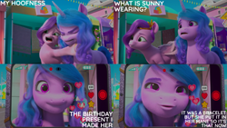 Size: 2000x1125 | Tagged: safe, edit, edited screencap, editor:quoterific, imported from derpibooru, screencap, izzy moonbow, pipp petals, pegasus, pony, unicorn, spoiler:my little pony: make your mark, spoiler:my little pony: make your mark chapter 2, spoiler:myms01e01, :o, amazed, duo, duo female, emoji, female, g5, headband, heart, implied sunny starscout, izzy does it, izzy moonbow is not amused, jewelry, karate chop, livestream, mare, my little pony: make your mark, my little pony: make your mark chapter 2, open mouth, open smile, party horn, phone, pipp petals is best facemaker, regalia, shocked, shocked expression, smiling, speech bubble, stars, unamused