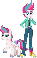 Size: 6943x10761 | Tagged: safe, artist:emeraldblast63, imported from derpibooru, zipp storm, human, pegasus, pony, equestria girls, absurd resolution, belly button, clothes, cutie mark on clothes, ear piercing, earring, equestria girls (g5), equestria girls-ified, eyebrows, eyeshadow, female, g5, g5 to equestria girls, generation leap, human ponidox, jewelry, lidded eyes, makeup, mare, midriff, pants, piercing, raised hoof, ripped pants, self paradox, self ponidox, shoes, simple background, smiling, smirk, torn clothes, transparent background, unshorn fetlocks