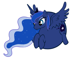 Size: 1400x1100 | Tagged: safe, artist:fataliciousss, imported from derpibooru, princess luna, alicorn, balloon pony, inflatable pony, pony, balloona, belly, big belly, blimp, circle tool, ethereal mane, female, inflation, mare, round belly, simple background, smiling, solo, sphere, spherical inflation, spread wings, transparent background, wings