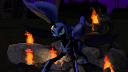Size: 3840x2160 | Tagged: safe, artist:xafilah, imported from derpibooru, nightmare moon, alicorn, pony, 3d, fire, gmod, solo, source filmmaker