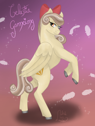 Size: 3000x4000 | Tagged: safe, artist:loopina, imported from derpibooru, oc, oc:celestia gameing, pegasus, pony, butt, female, giveaway, heterochromia, mare, plot, raffle, rearing, simple background, solo